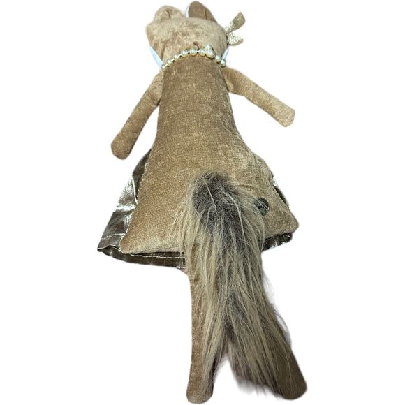 Woof & Poof Christmas Fox Gold Rose Dress Pearls Shelf Sitting Doll 2012 Rare - Picture 9 of 16